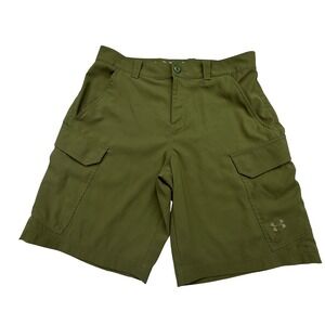 Under Armour Shorts Mens 34 Green HeatGear Cargo Loose Fit Olive Drab